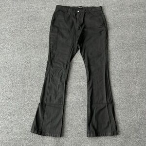 American Stitch Coated Canvas Pants Men 34 Black PU Coated Double knee Workwear